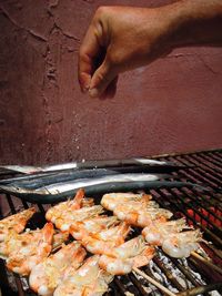 Close-up of hand holding food