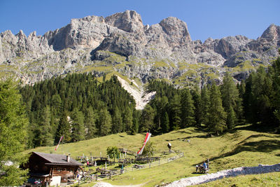 Scenic view of landscape and mountains against sky