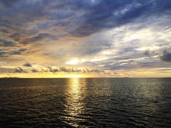 Scenic view of sea against cloudy sky