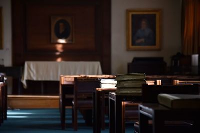 Close-up of books on table