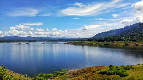 Scenic view of lake against sky