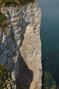 High angle view of rock formation in sea