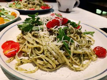 High angle view of meal served in plate