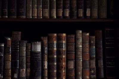 Books on shelf in library