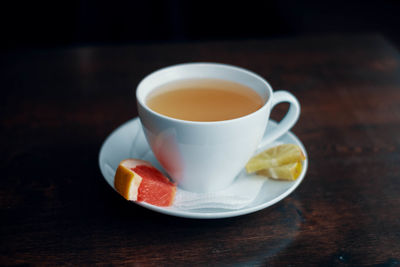 Cup of tea on table