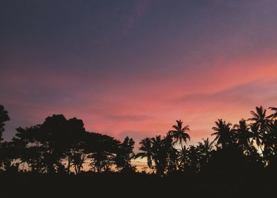 Silhouette trees against sky during sunset