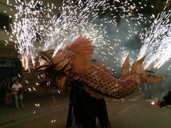 Firework display over sea