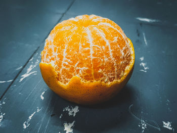 High angle view of orange on table