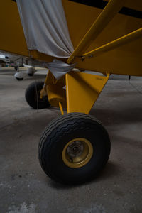 Close-up of airplane on road