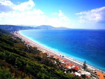 High angle view of sea against sky