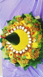 High angle view of cake