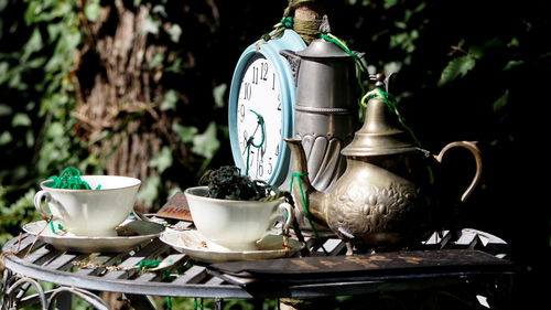 Tea cup on table