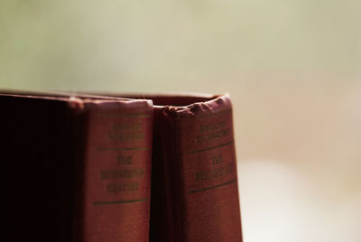 Close-up of open book on table