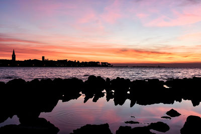 Scenic view of sea against sky during sunset