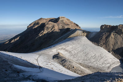 Ayoloco glacier at iztaccihuatl volcano in mexico