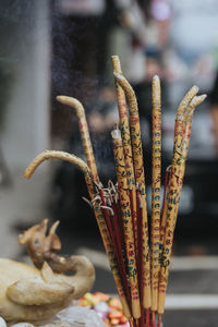 Close-up of incense sticks