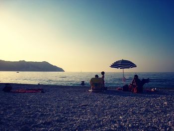 Scenic view of sea against clear sky