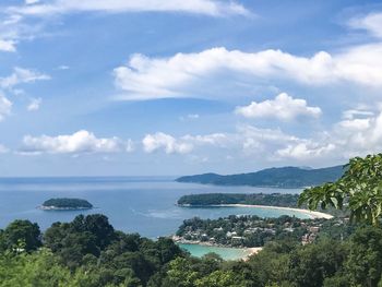 High angle view of sea against sky