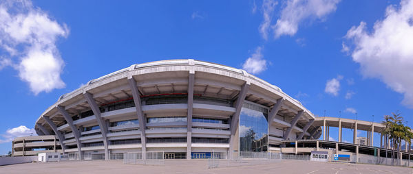 Low angle view of building against blue sky