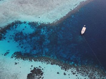 Aerial view of boat on sea