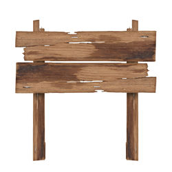 Wooden bench on table against white background