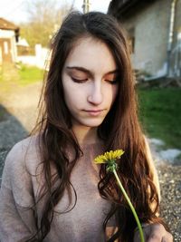 Close-up of beautiful young woman