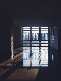 Sunlight falling on tiled floor through window