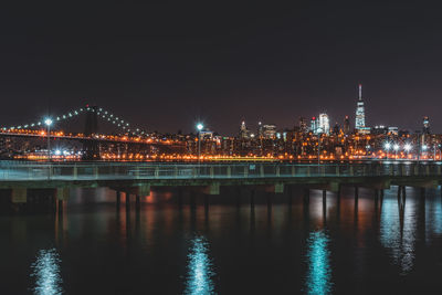 Illuminated city at night