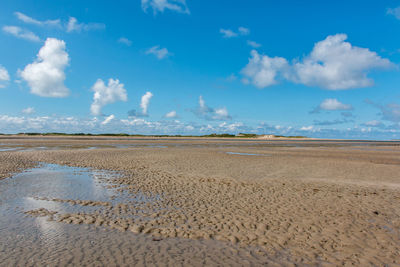 Panoramic view of beach against blue sky