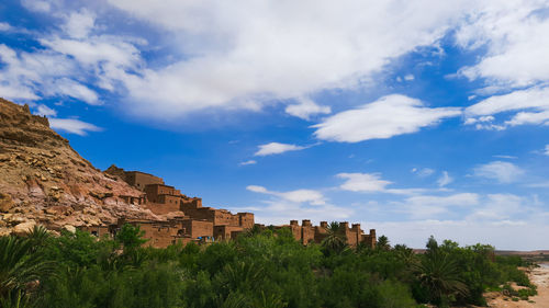 Low angle view of old building against sky