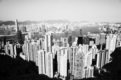 Panoramic view of cityscape against clear sky