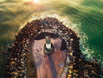 High angle view of lighthouse