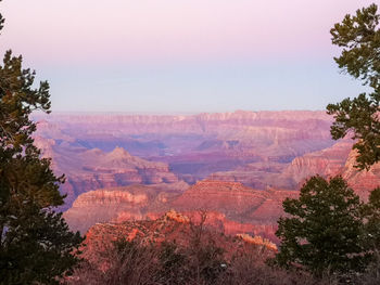 High angle view of landscape against sky during sunset