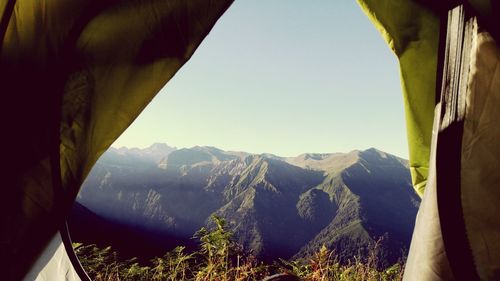 Scenic view of mountains against clear sky