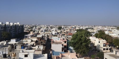 High angle view of townscape against sky