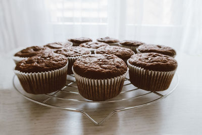 Close-up of cupcakes on table