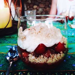 Close-up of dessert in plate on table