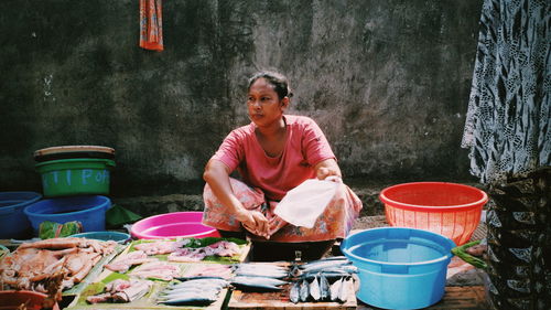 Woman sitting in a restaurant