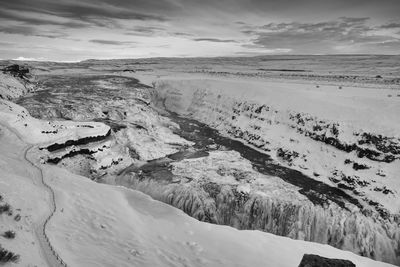 Frozen gullfoss, winter in iceland, europe