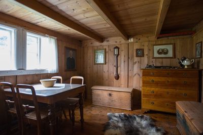 View of dog on wooden floor