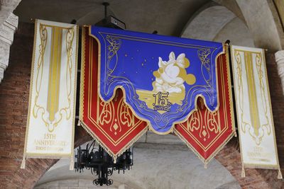 Close-up of text on wall in building