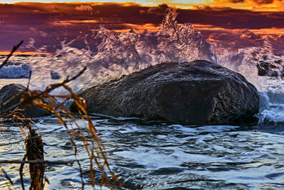 Water splashing in sea