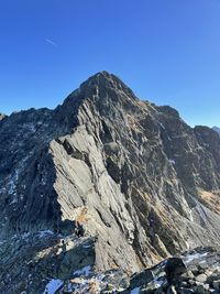 Rock formations on mountain against clear blue sky tatra mountains