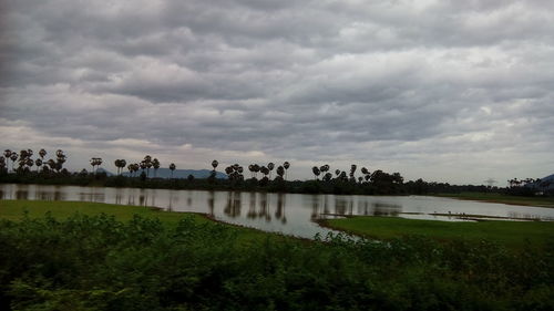 Scenic view of lake against sky