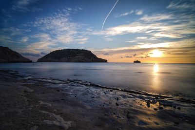 Scenic view of sea against sky during sunset