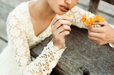 Woman holding flowers