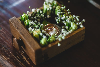 Close-up of flowers on table