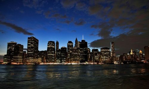 City skyline at dusk