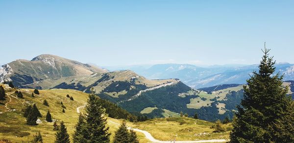 Scenic view of mountains against clear sky