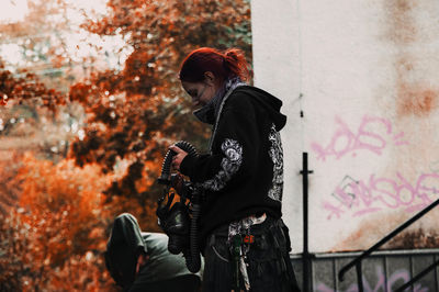 Man photographing with camera